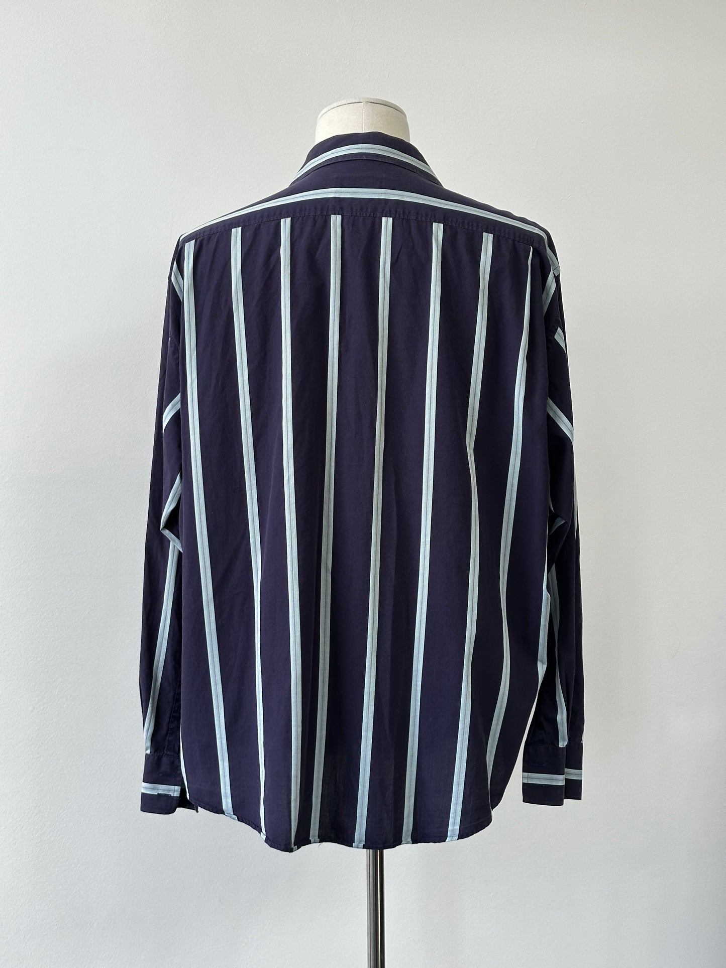Yves Saint Saint Pour Homme 2000s Pure Cotton Striped Shirt - XXL