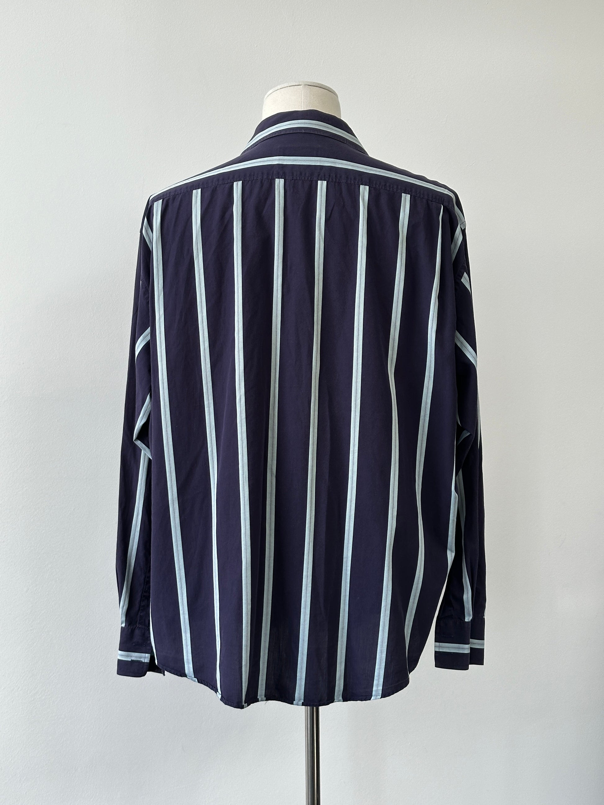 Yves Saint Saint Pour Homme 2000s Pure Cotton Striped Shirt - XXL