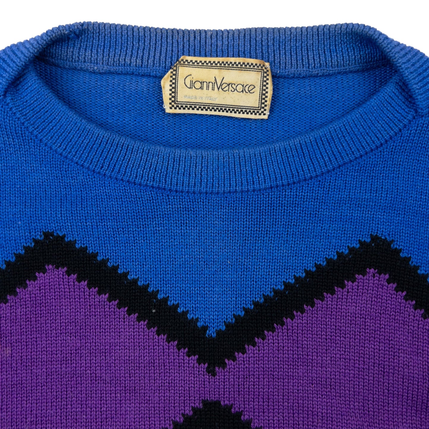 Vintage 80s Gianni Versace Wool Jumper Size M | Medium, Blue, Purple, Green, Black