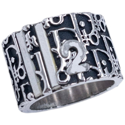 Vintage 2000s Dior By John Galliano Monogram Number Ring | O/S, Black