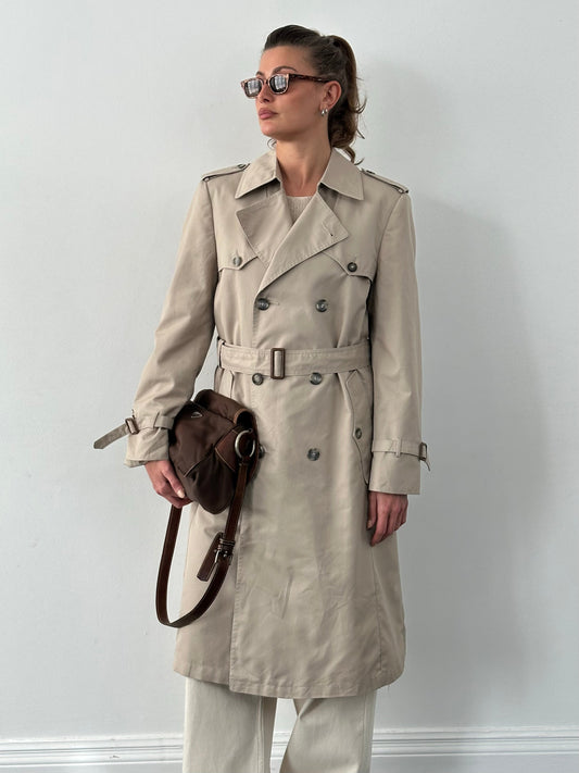Christian Dior 1980s Cotton Double Breasted Trench Coat - M