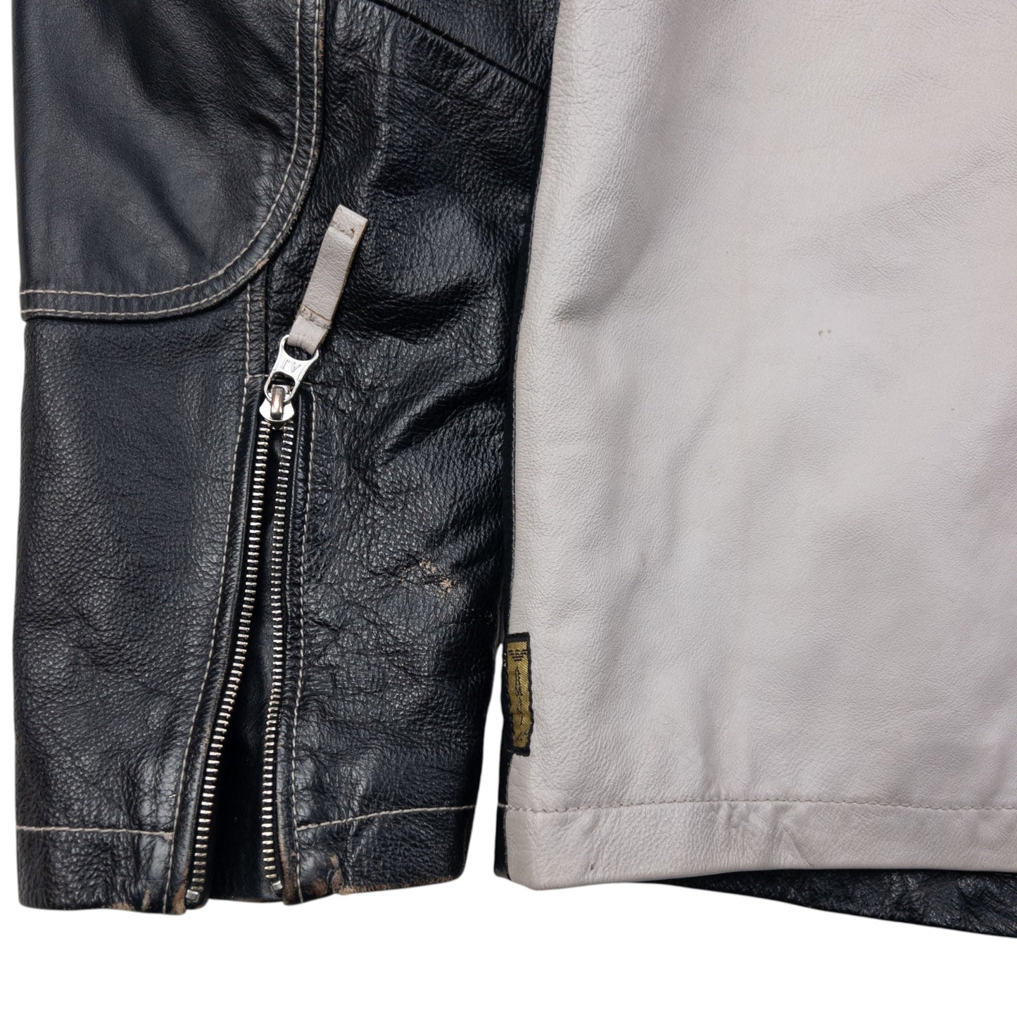 Vintage Armani Jeans Embossed Leather Biker Jacket Size M