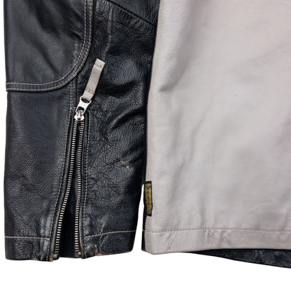 Vintage Armani Jeans Embossed Leather Biker Jacket Size M