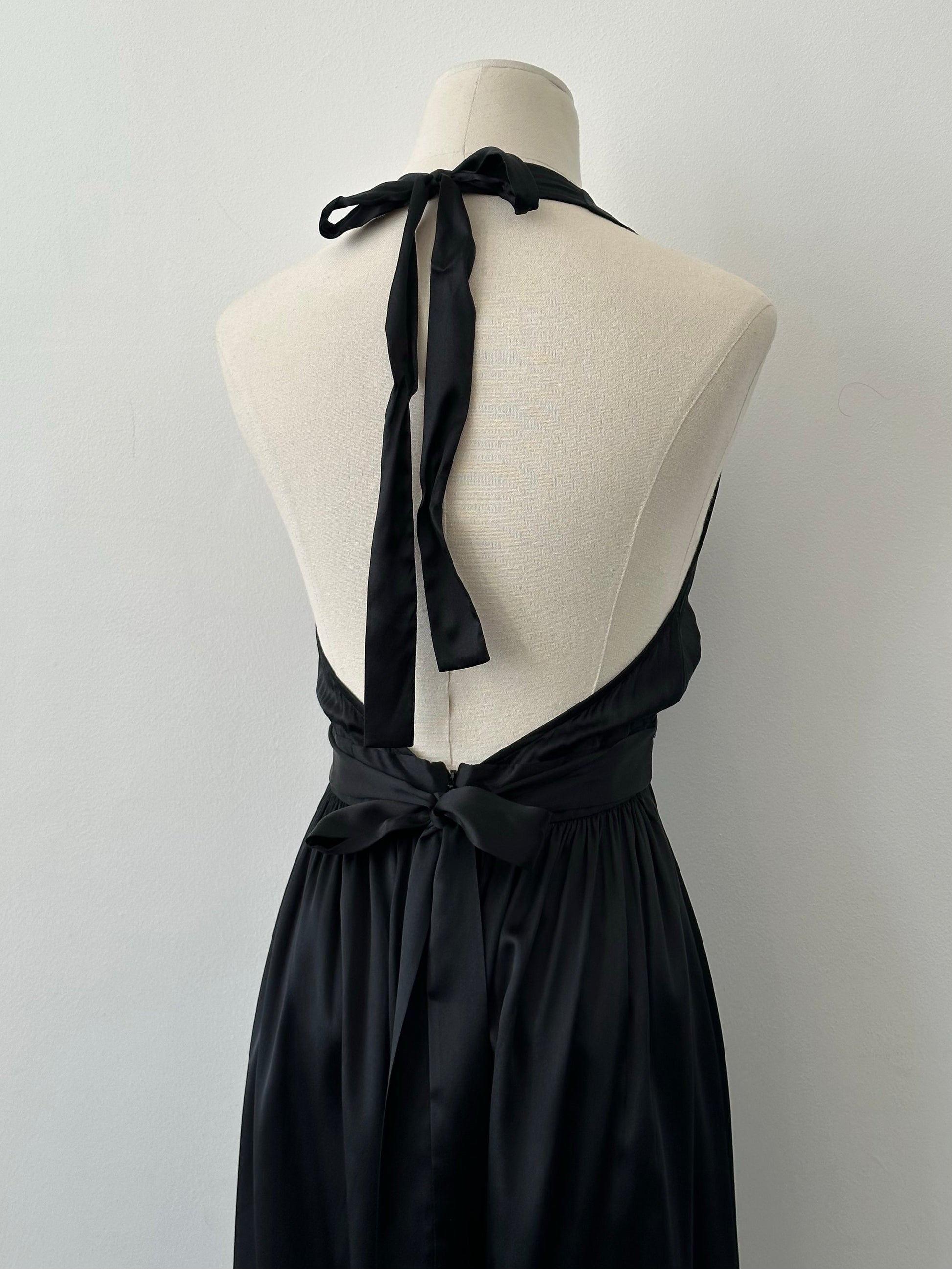 DKNY 2000s Satin Halter Neck Midi Dress - S