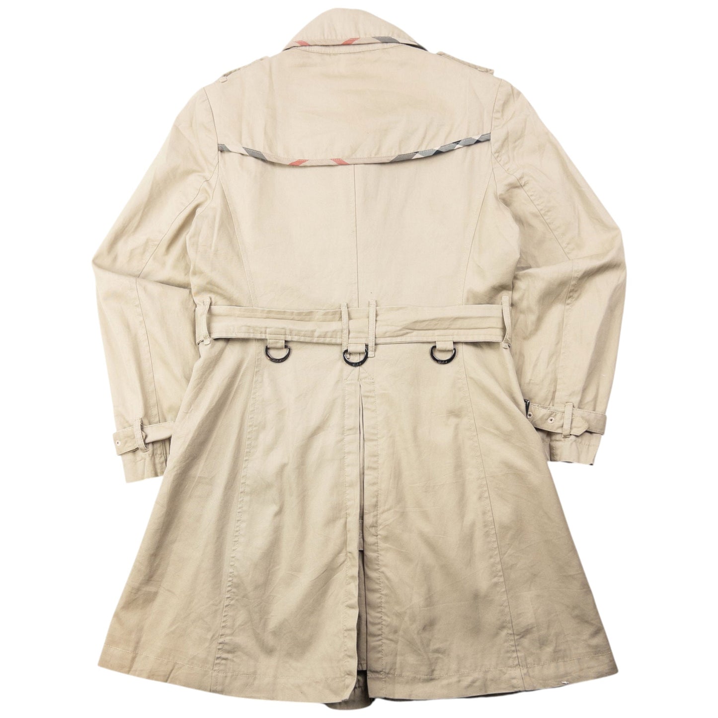 Vintage 2000s Burberry Nova Check Lined Belted Trench Jacket Womens Size M | Medium, Beige