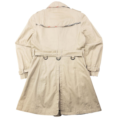 Vintage 2000s Burberry Nova Check Lined Belted Trench Jacket Womens Size M | Medium, Beige