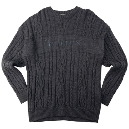 Vintage Burberry Embroidered Cable Knit Jumper Size M