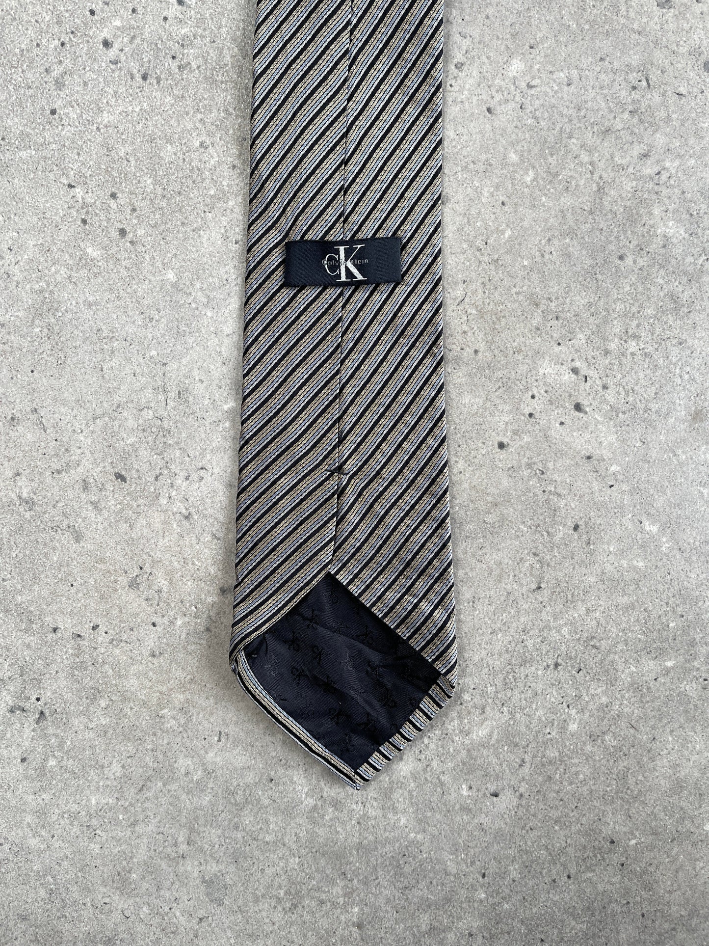 Calvin Klein 1990s Pure Silk Striped Tie
