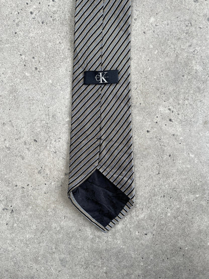 Calvin Klein 1990s Pure Silk Striped Tie