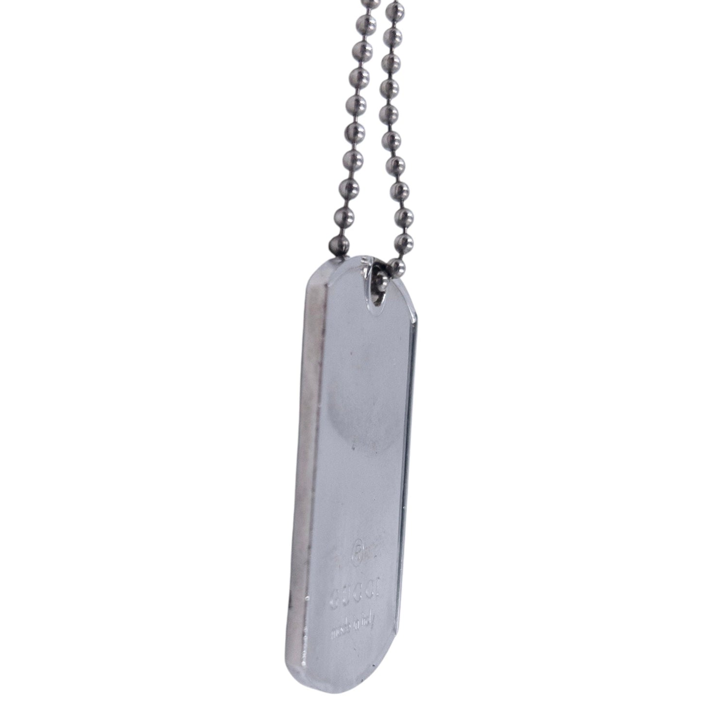 Vintage 2000s Gucci Embossed Dog Tag Necklace | O/S, Grey