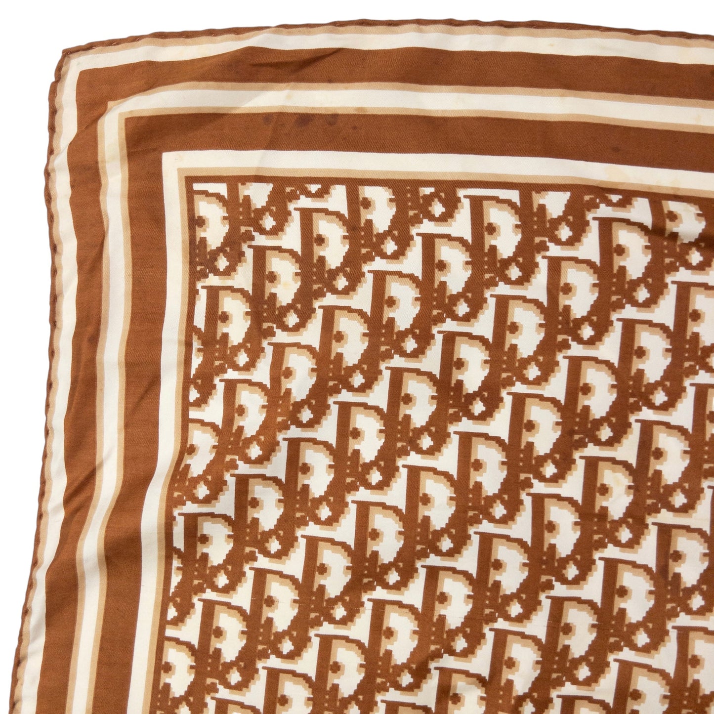 Vintage 2000s Dior Monogram Pixel Silk Scarf | O/S, Brown
