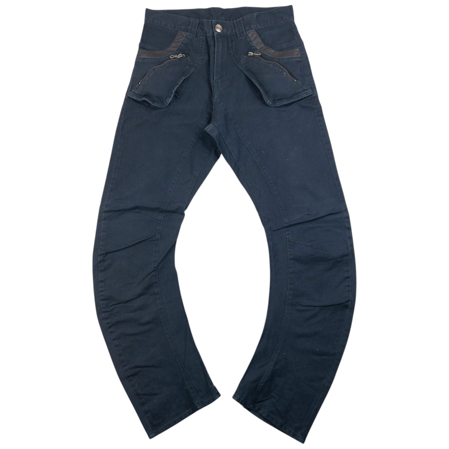 Vintage 2000s PPFM Curved Stacked Leg Trousers Size W30 | W30, Navy