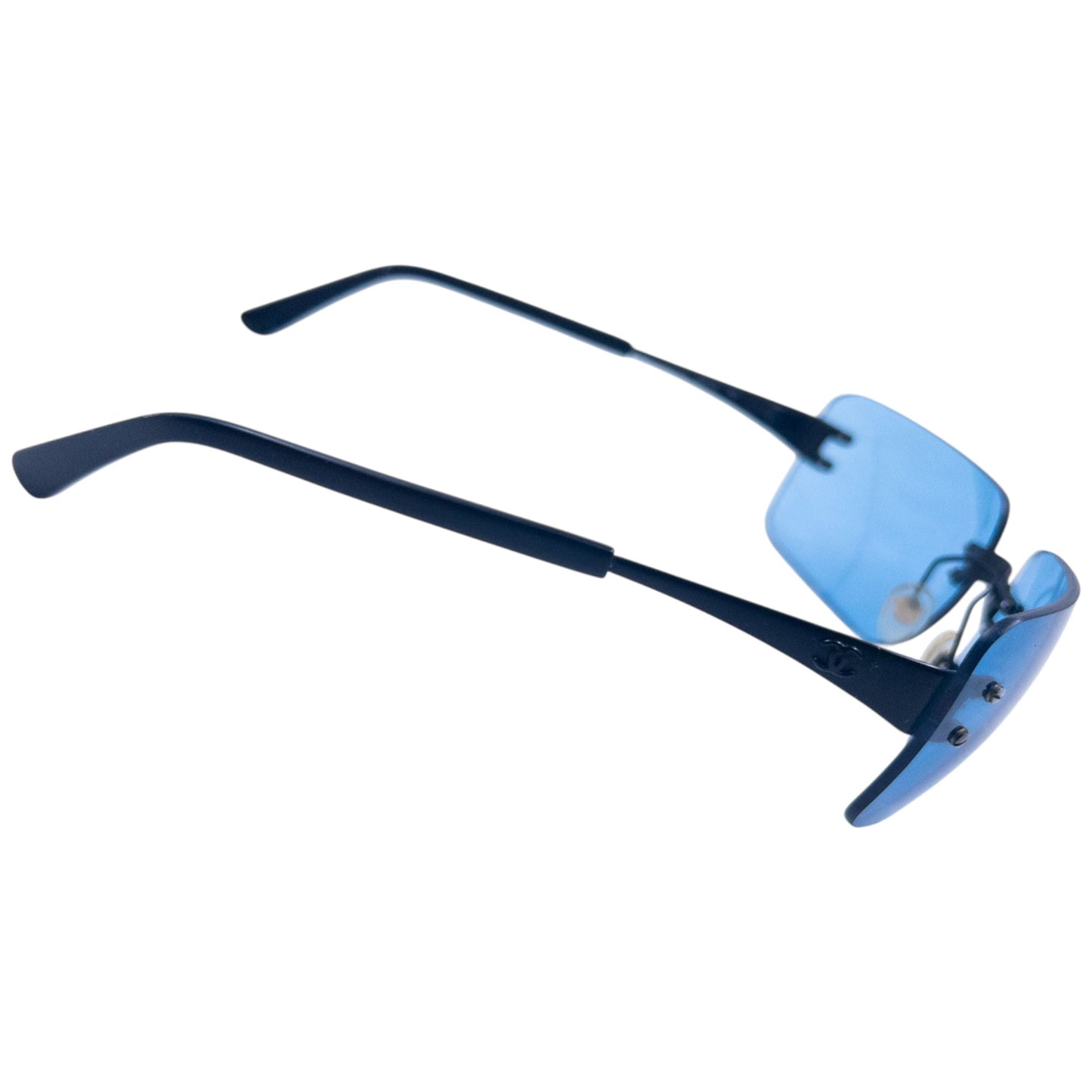 Vintage 2000s Chanel Rimless Sunglasses | O/S, Blue