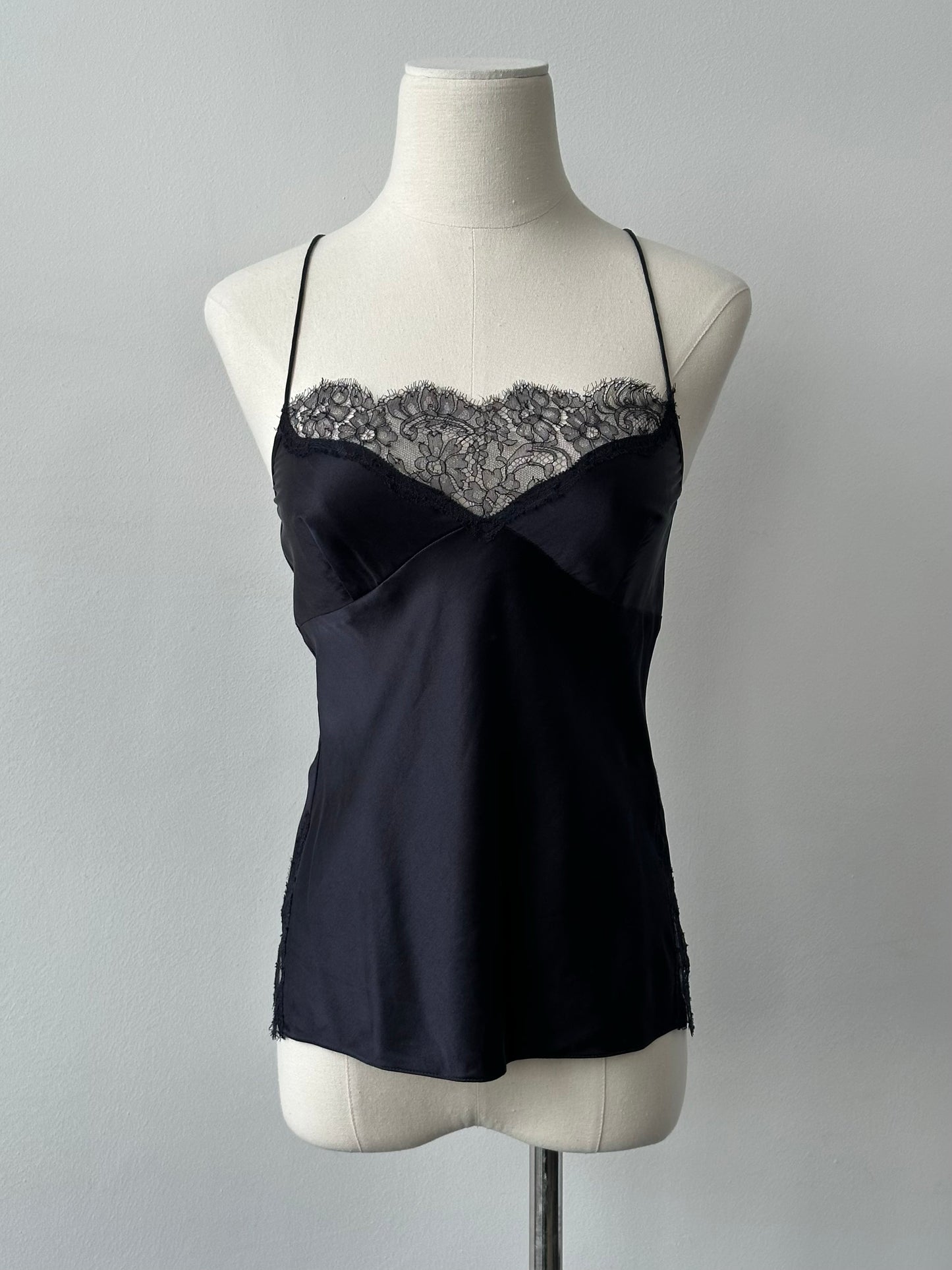 DKNY 2000s Silk Lace Cami Top - XS