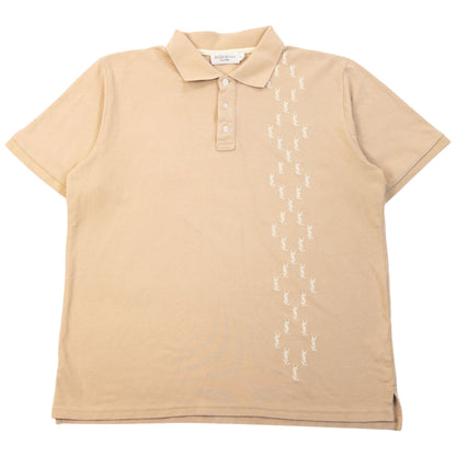 Vintage 2000s YSL Yves Saint Laurent Embroidered Polo Shirt Size M | Medium, Beige