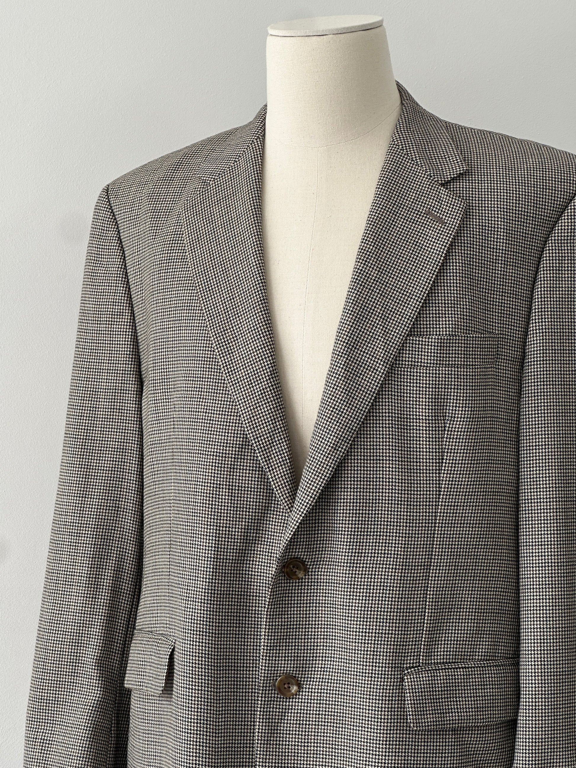 Ralph Lauren 1990s Dogtooth Check Single Breasted Blazer - 44R