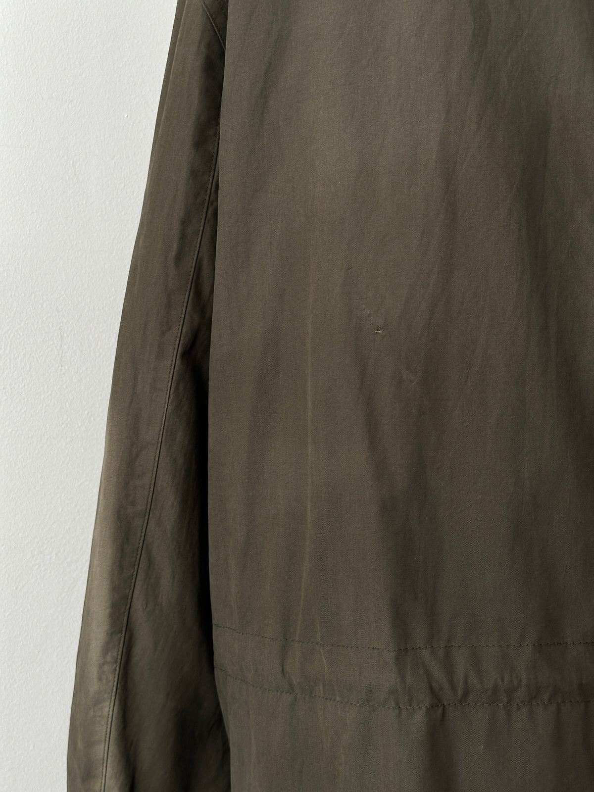 Ralph Lauren Chaps 1990s wool collar cotton trench coat, front view showing classic beige trench with belt and collar details.