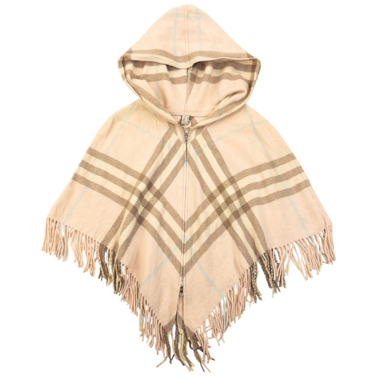 Vintage 2000s Burberry Nova Check Tassel Trim Poncho | O/S, Brown