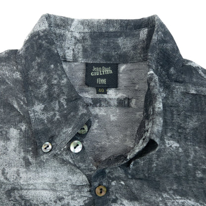 Vintage 90s Jean Paul Gaultier Femme Ruched Mesh Blouse Womens Size S | Small, Grey