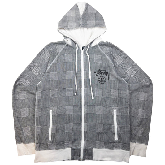 Vintage Stussy Checkered Zip Up Hoodie Size L