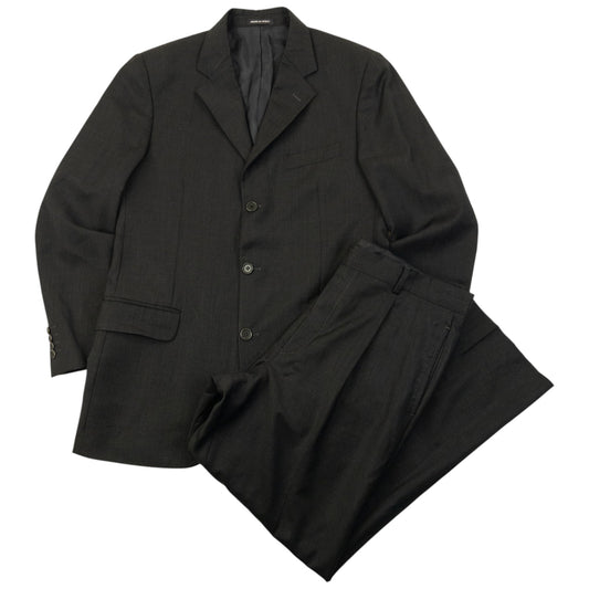Vintage 90s YSL Yves Saint Laurent Jacket & Trousers Wool Suit Set Size XL | XL, Black
