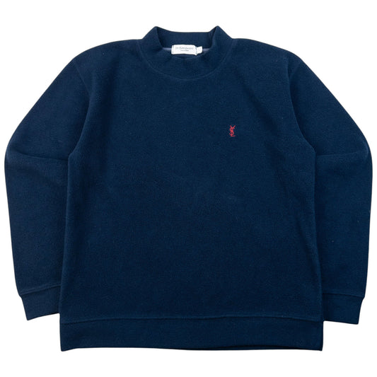 Vintage 2000s YSL Yves Saint Laurent Fleece Sweatshirt Size M | Medium, Navy