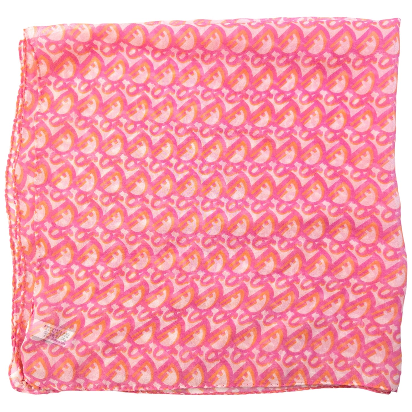 Vintage 2000s Dior Monogram Sheer Silk Scarf | O/S, Orange