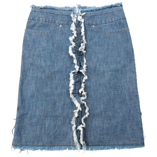 Vintage 2000s Cabane De Zucca By Issey Miyake Denim Ruffle Skirt Womens Size W29