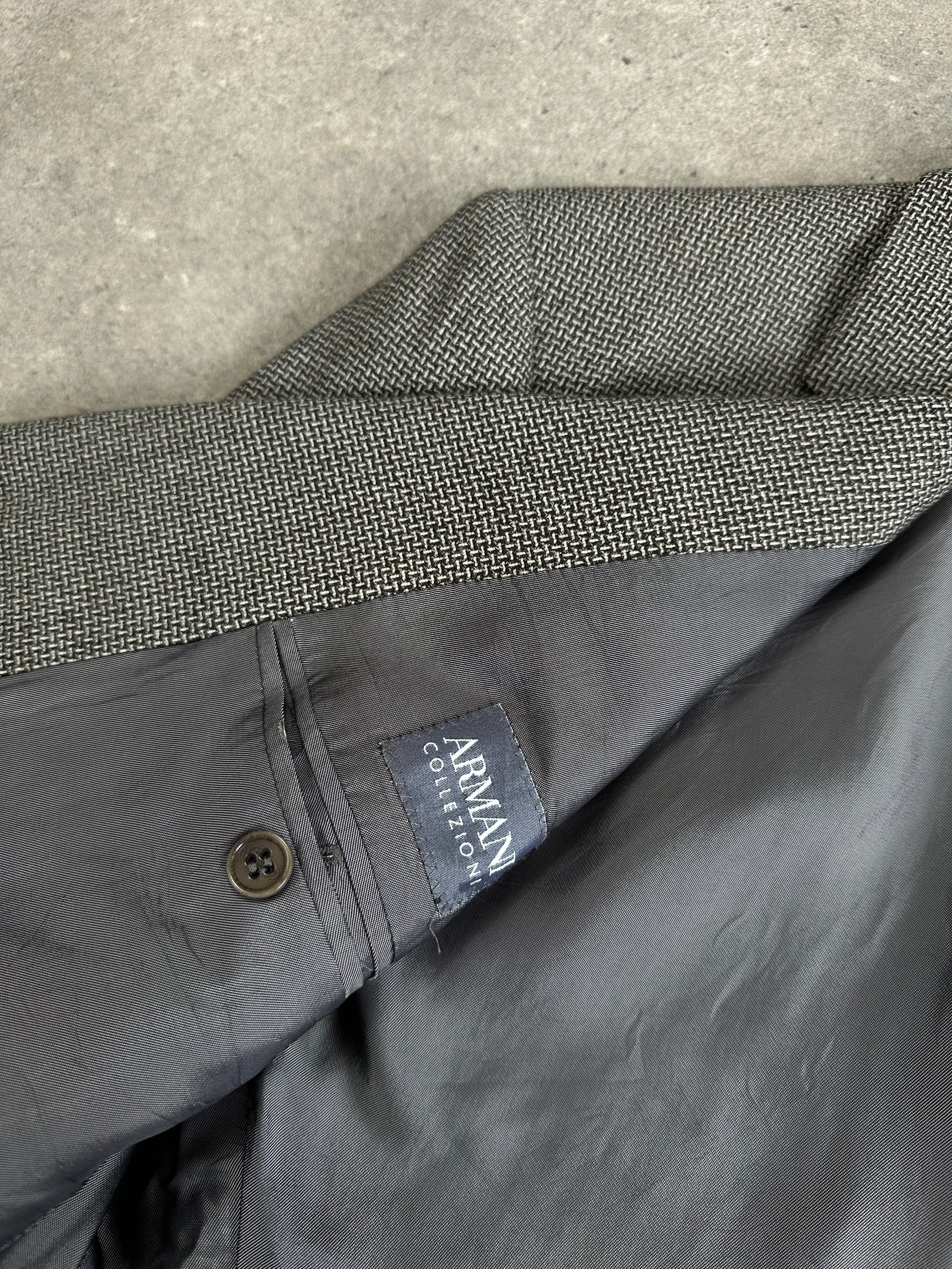 Armani Collezioni 1990s Wool Check Single Breasted Blazer - M