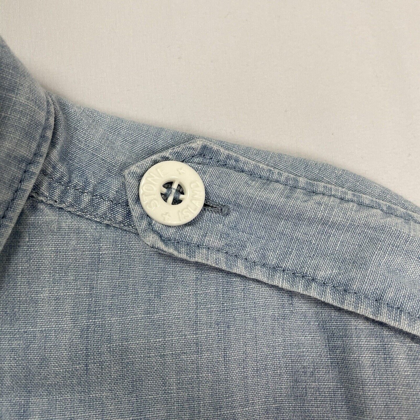 Stone Island Denim Chambray Shirt, Size XL | Stone Island, Blue