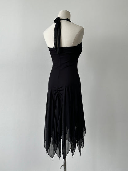 USA Vintage 2000s Halterneck Handkercheif Midi Dress - S