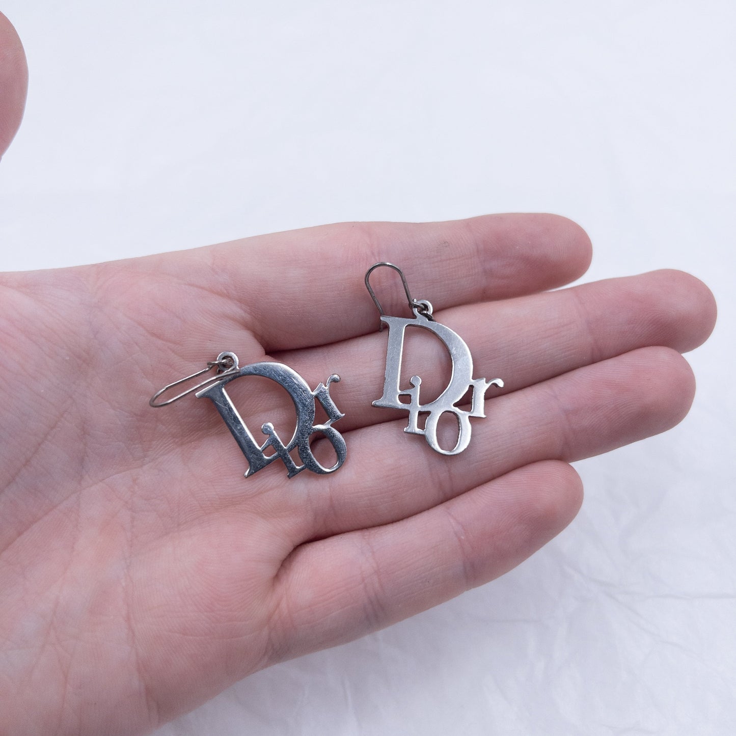 Vintage 2000s Dior Silver Logo Earrings