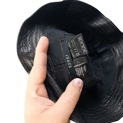 Vintage 2000s Gucci Leather Bucket Hat Size L | O/S, Black