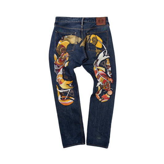 Evisu Koi Fish Painted Jeans