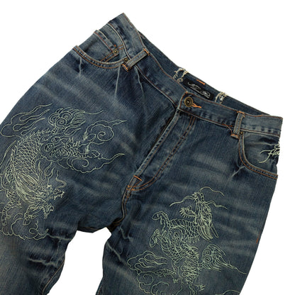 Ed Hardy Dragon Embroidered Jeans