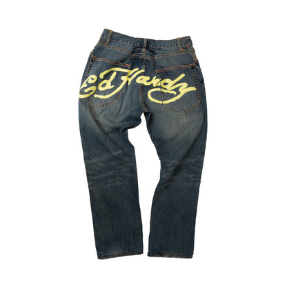 Ed Hardy Dragon Embroidered Jeans