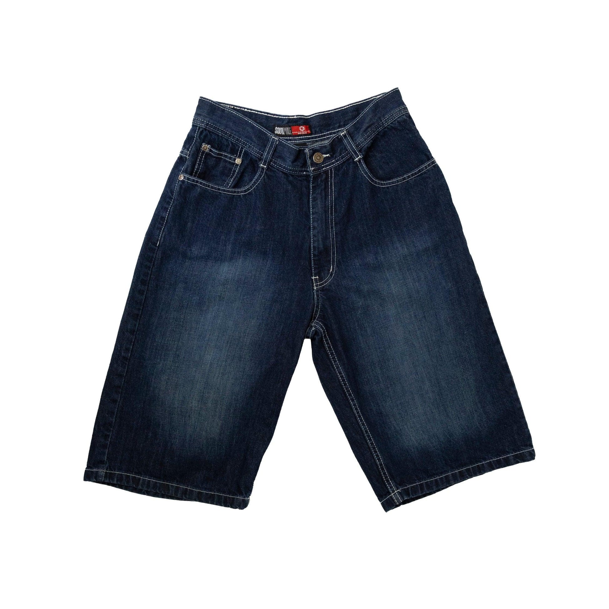 South Pole Dark Wash Contrast Stich Jorts - Known Source