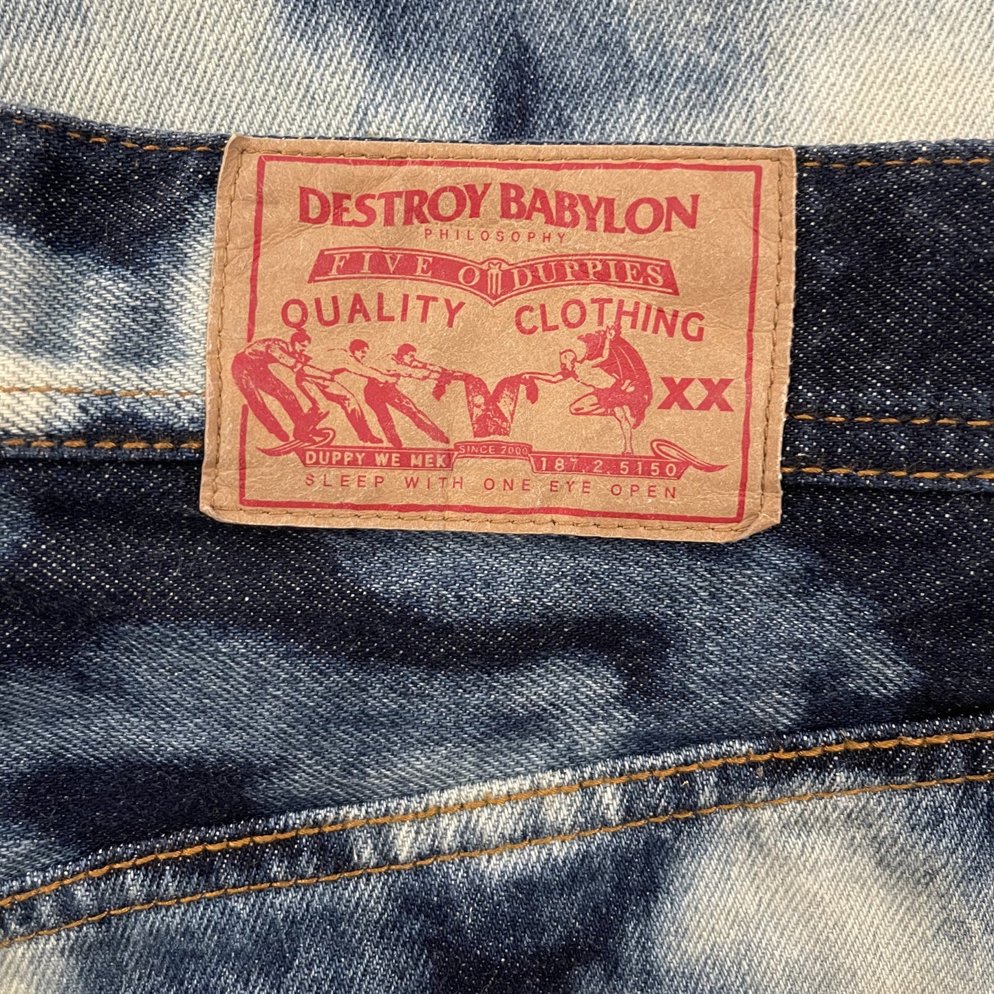 Duppies Destroy Babylon Bleach Jeans - W32"