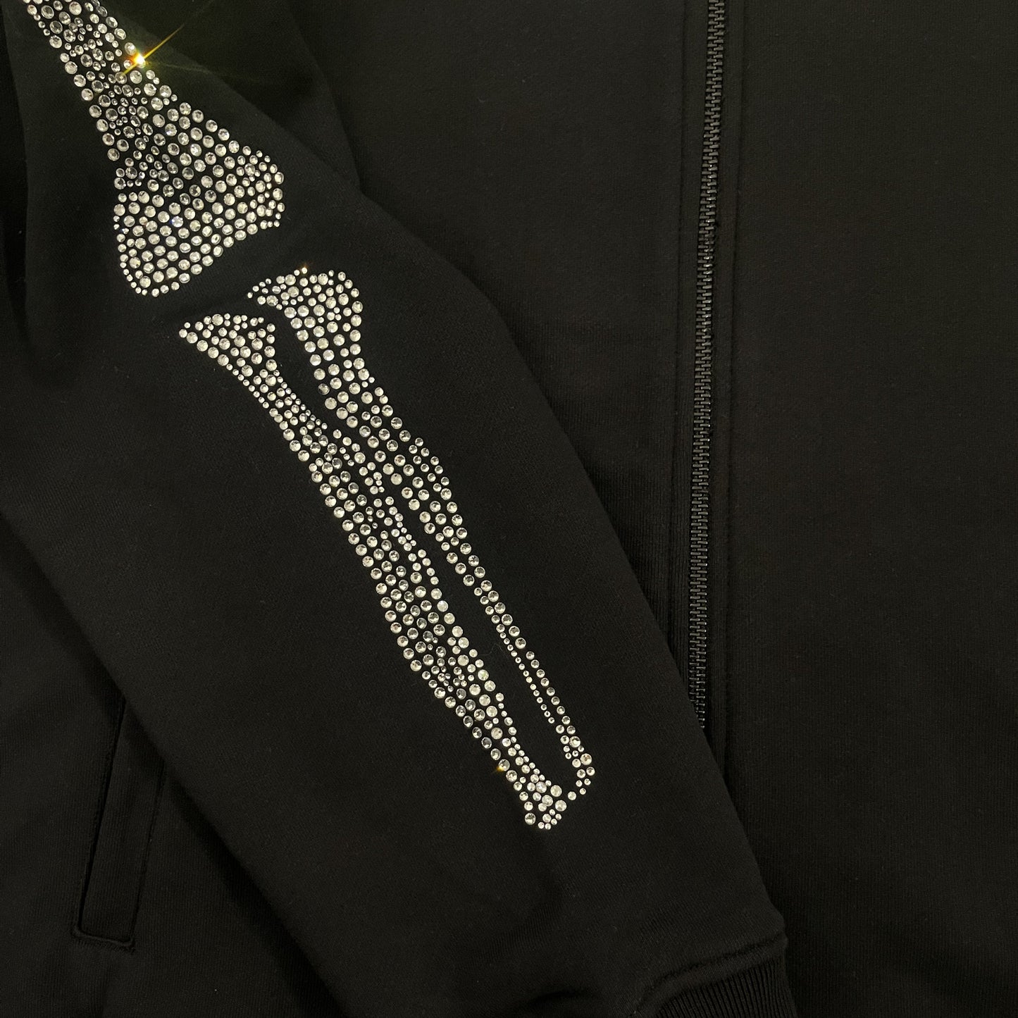 Vanson Leathers 50th Anniversary Rhinestone Skeleton Hoodie - XL | XL, Black