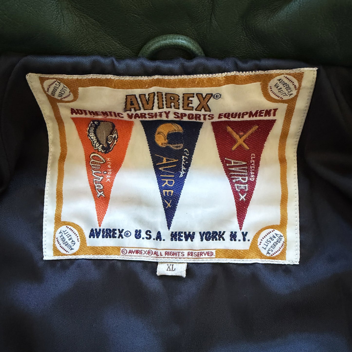 Avirex USA 'Icon' Leather Varsity Jacket - XL