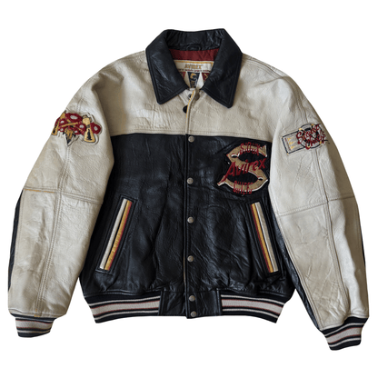 Avirex 'Sioux Chiefs' Leather Varsity Jacket - M | Medium, Black