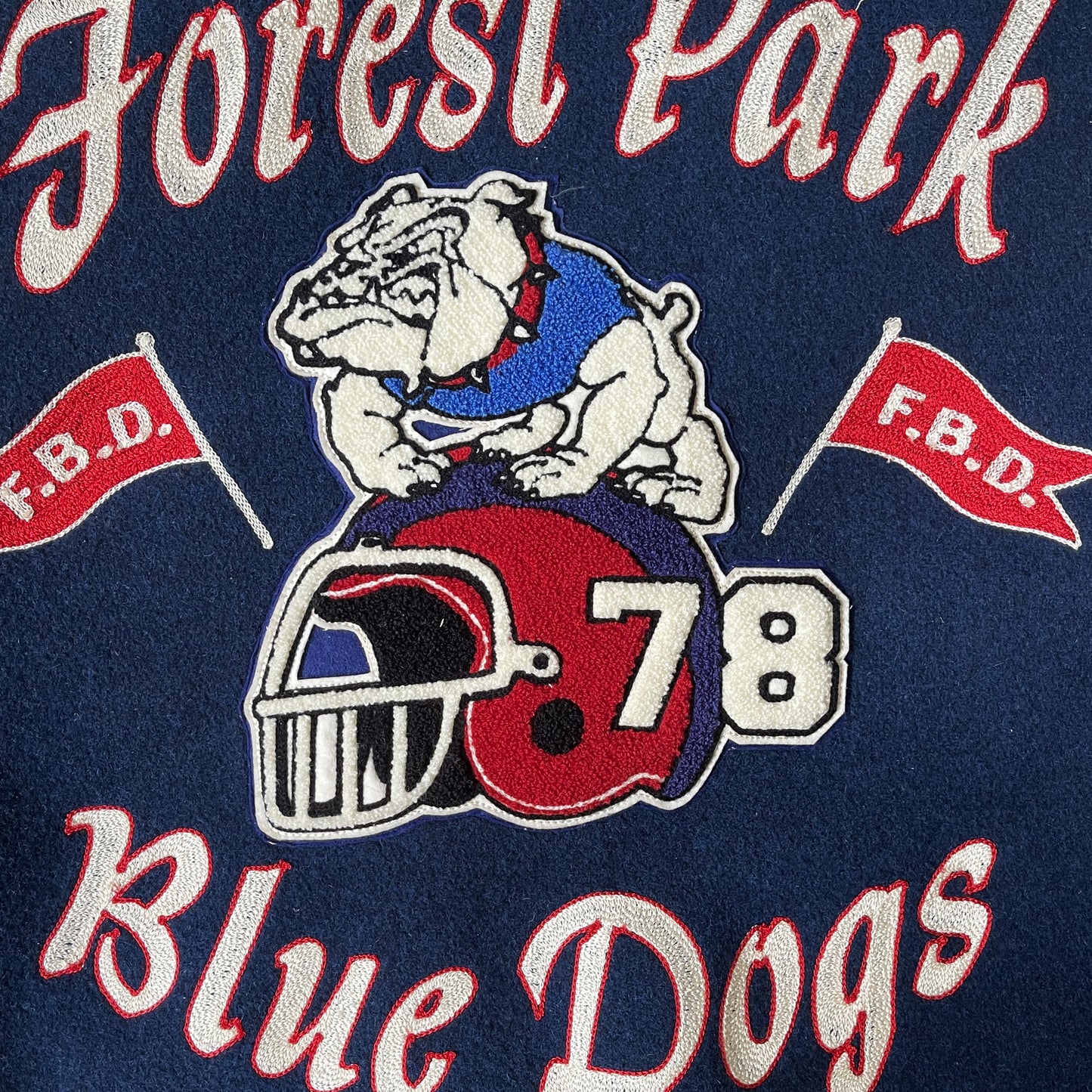 Whitesville 'Forest Park Bull Dogs' Varsity Jacket - XL | XL, Blue
