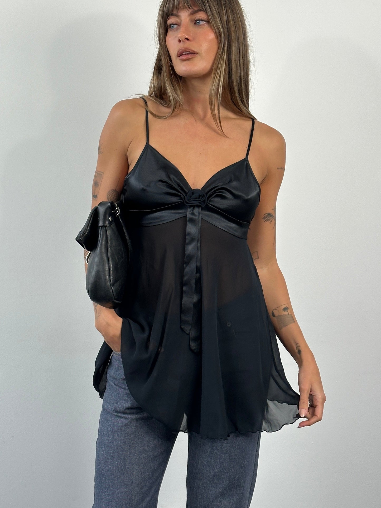 Victoria’s Secret 2000s Satin Sheer Slip Top - S