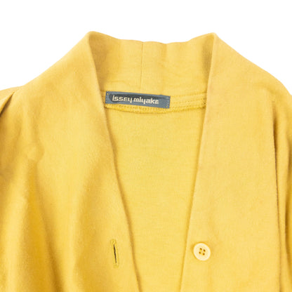 Vintage 80s Issey Miyake Button Draped Jumper Womens Size M | Medium, Yellow