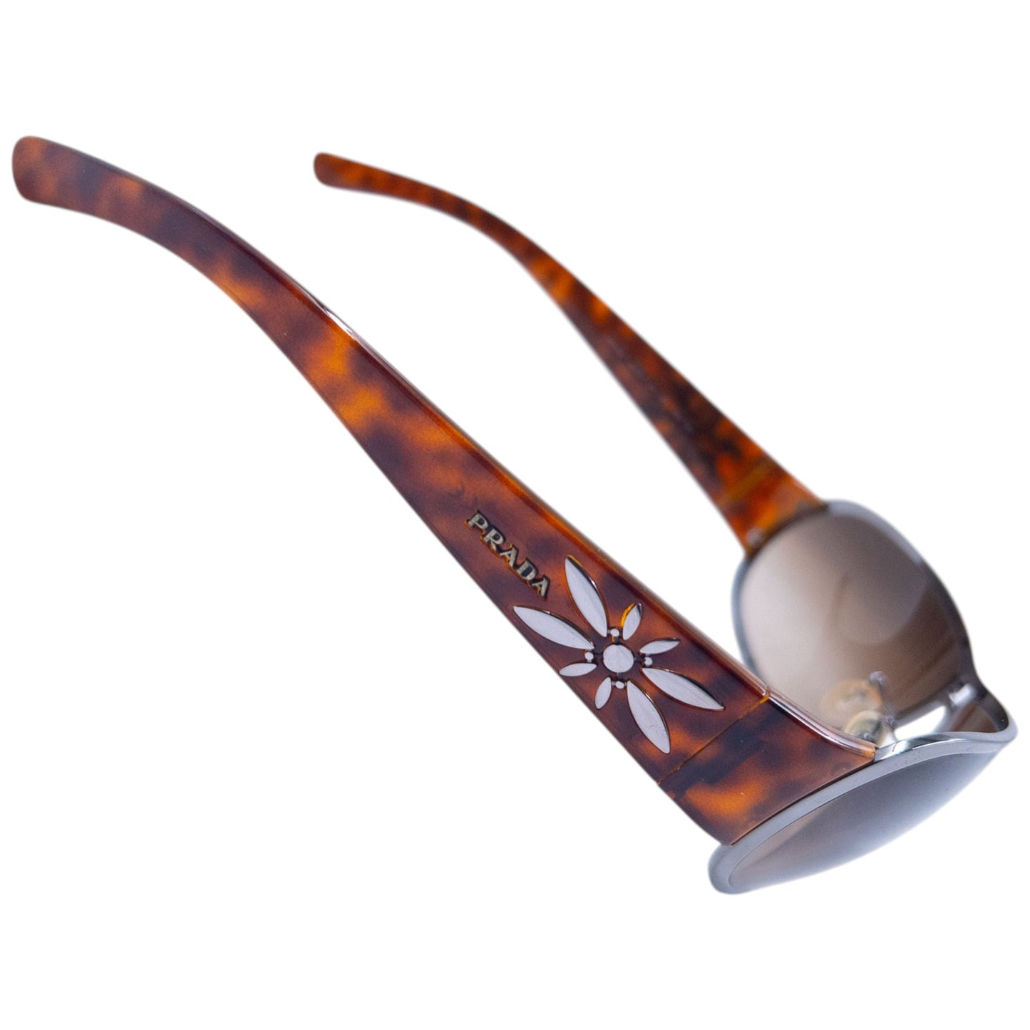 Vintage 2000s Prada Tortoise Shell Flower Sunglasses