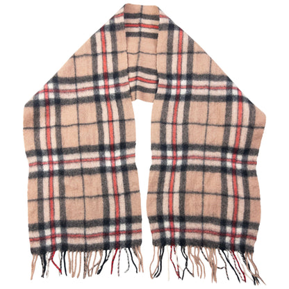 Vintage Burberry Nova Check Wool Tassel Scarf | O/S, Beige