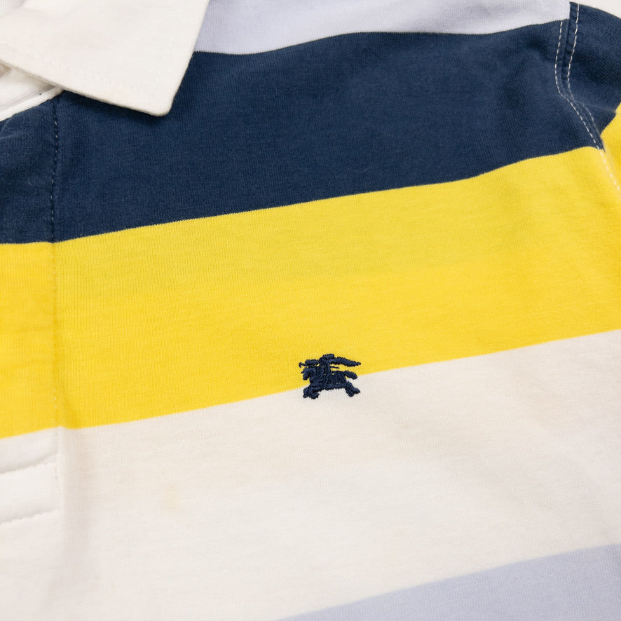 Vintage Burberry Striped Long Sleeve Rugby Polo Shirt Size S