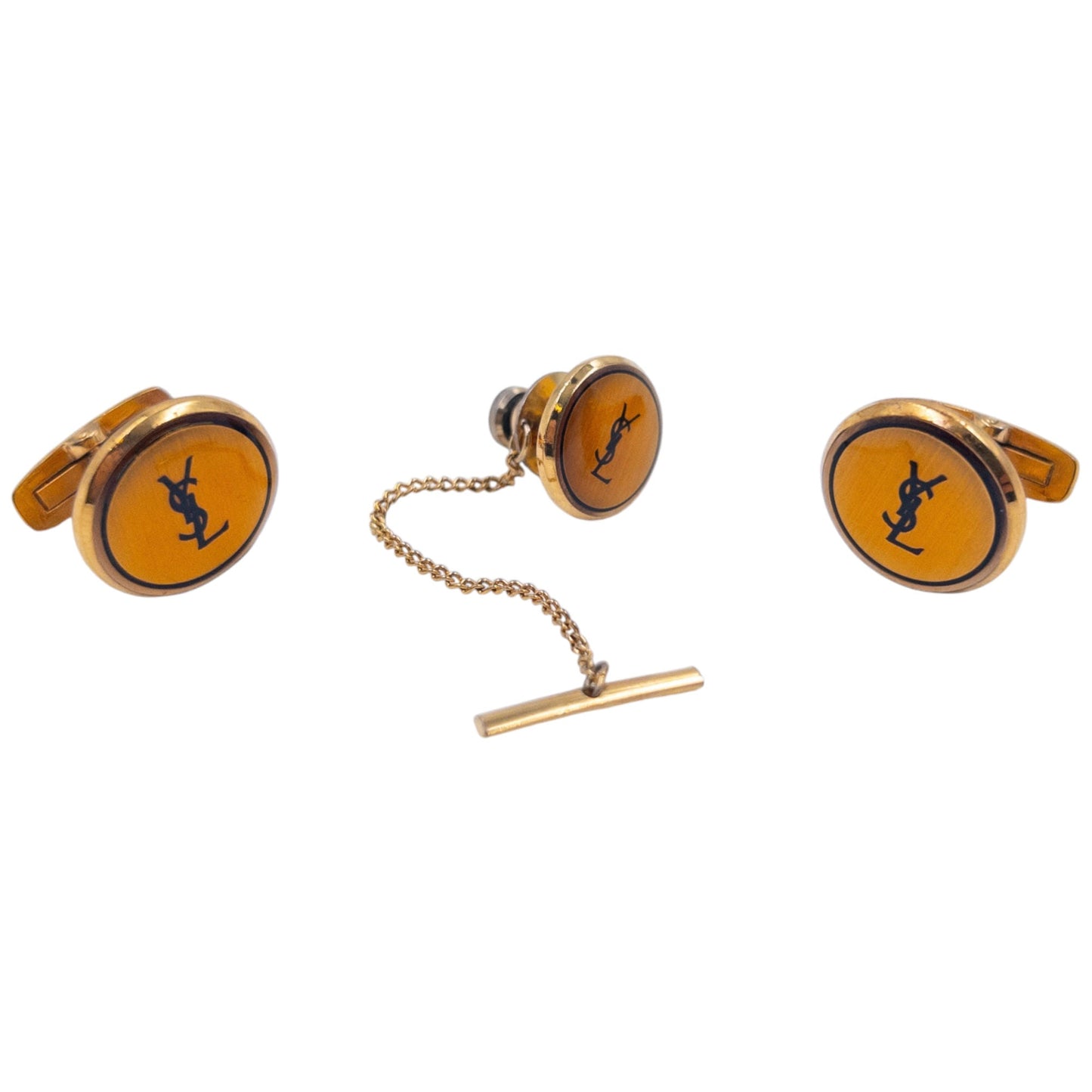 Vintage YSL Yves Saint Laurent Cuff Links and Tie Pin Set