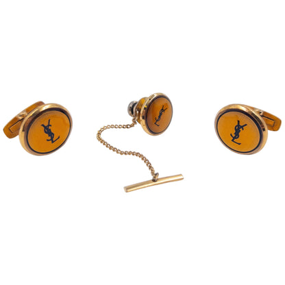 Vintage YSL Yves Saint Laurent Cuff Links and Tie Pin Set