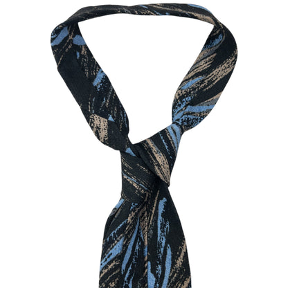 Vintage Issey Miyake Pattern Silk Tie | O/S, Black, Blue, Beige